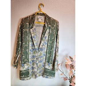 Brittany Nicole Vintage Jacquard Floral Blazer Medium‎ USA Made